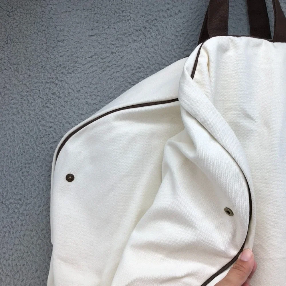 Hermes Canvas Garment Bag Medium White Foldable Zipper Travel Storage 42x24